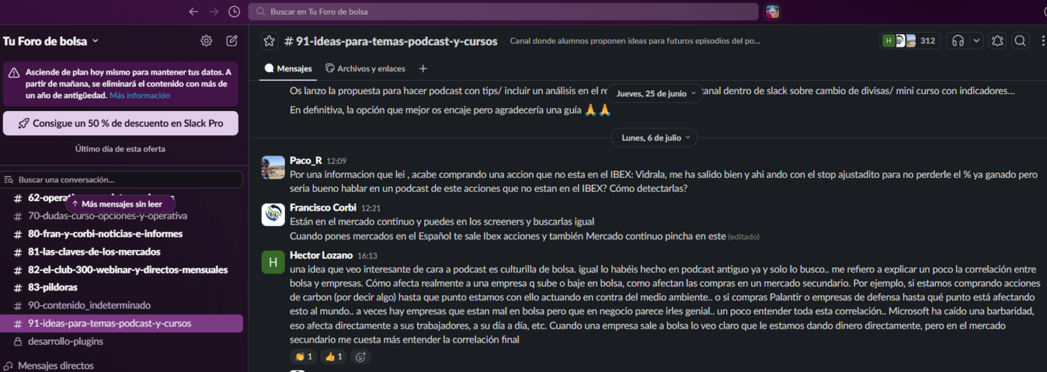 slack donde va dinero comprar acciones